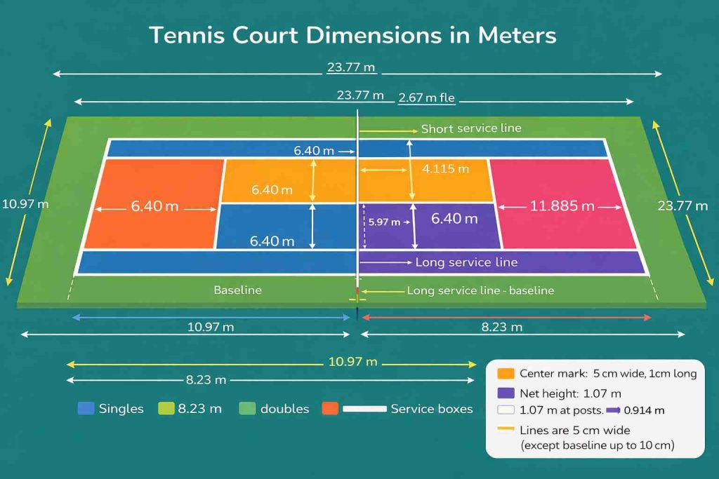 Standard Tennis Court Dimensions in Meters