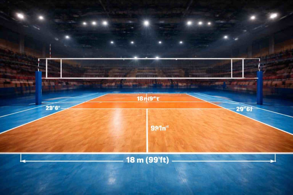 dimensions of an indoor volleyball court