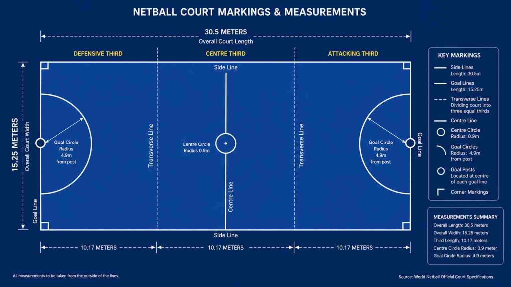netball court markings dimensions