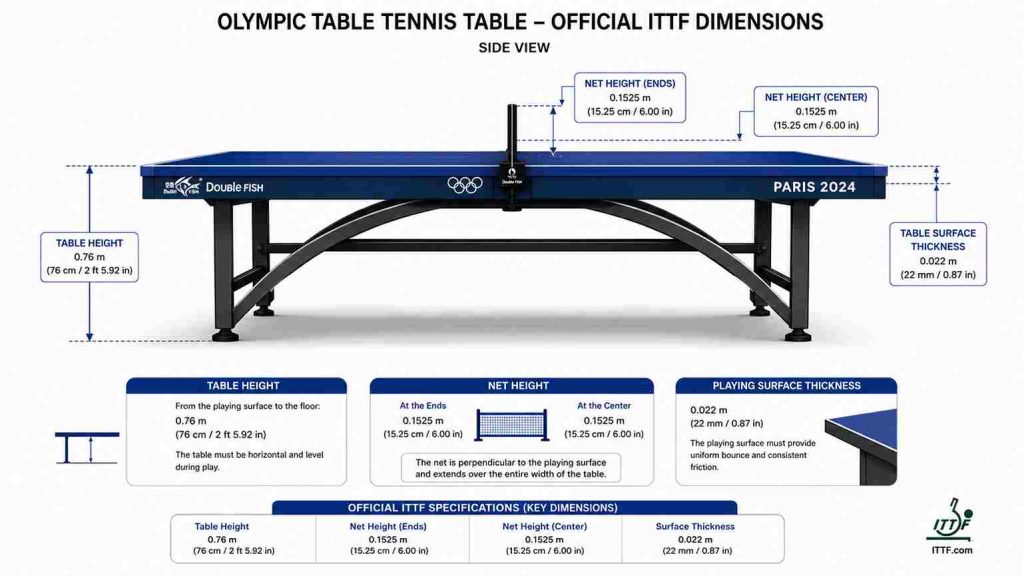 olympic table tennis dimensions
