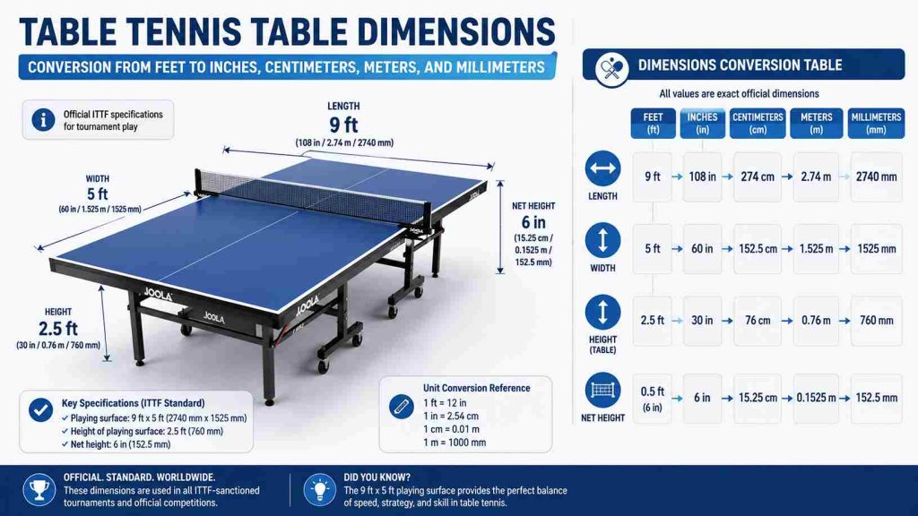 table tennis table size in cm