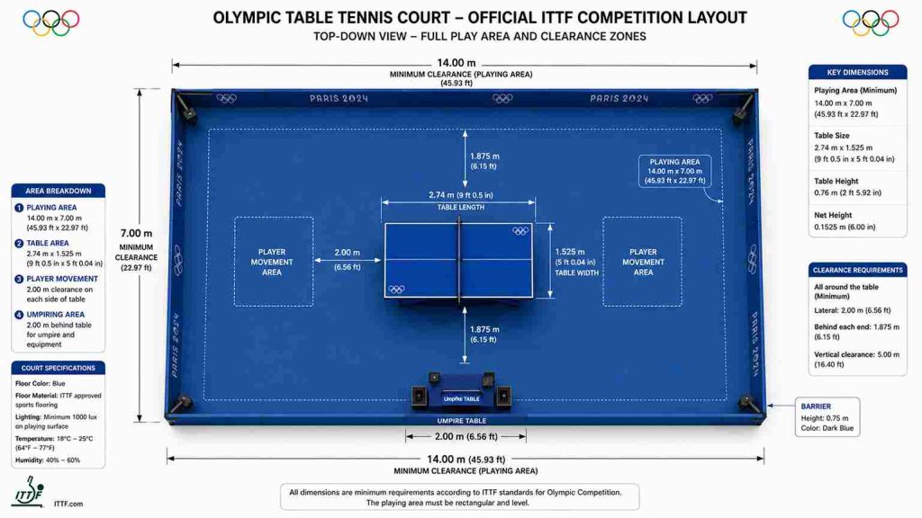 dimensions of olympic table tennis table