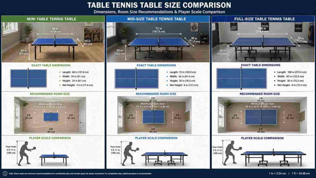 olympic table tennis court dimensions