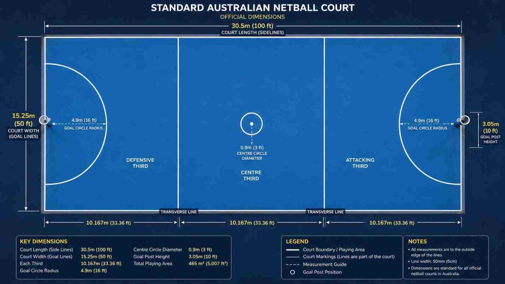 indoor netball court dimensions