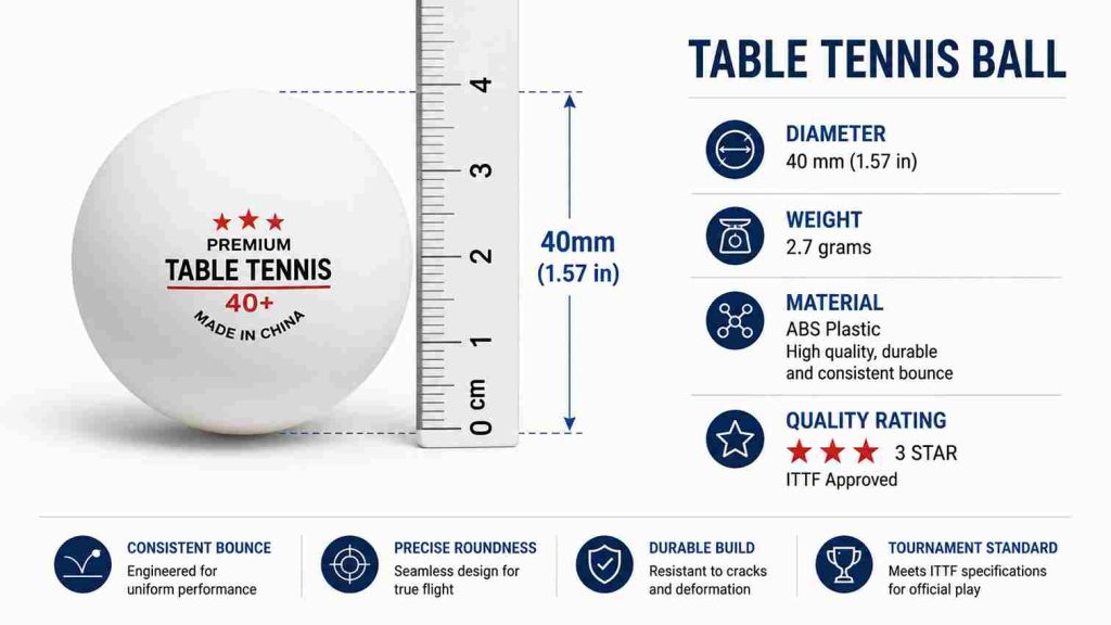 size of table tennis ball