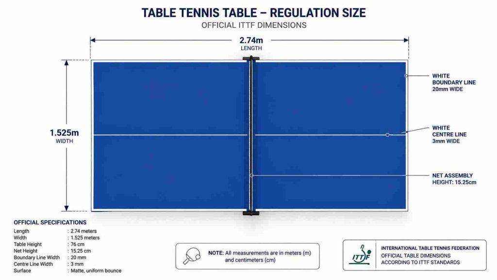 table tennis size dimensions