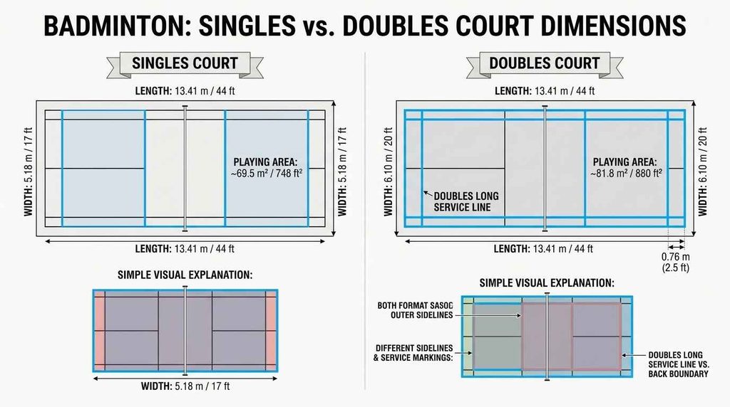 Singles vs. Doubles Court Dimensions